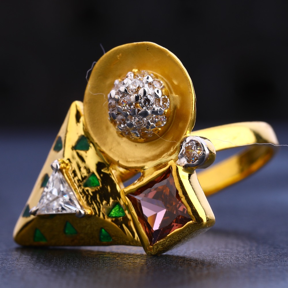 22CT Cz Ladies Gold Exclusive Diamond Ring LR640