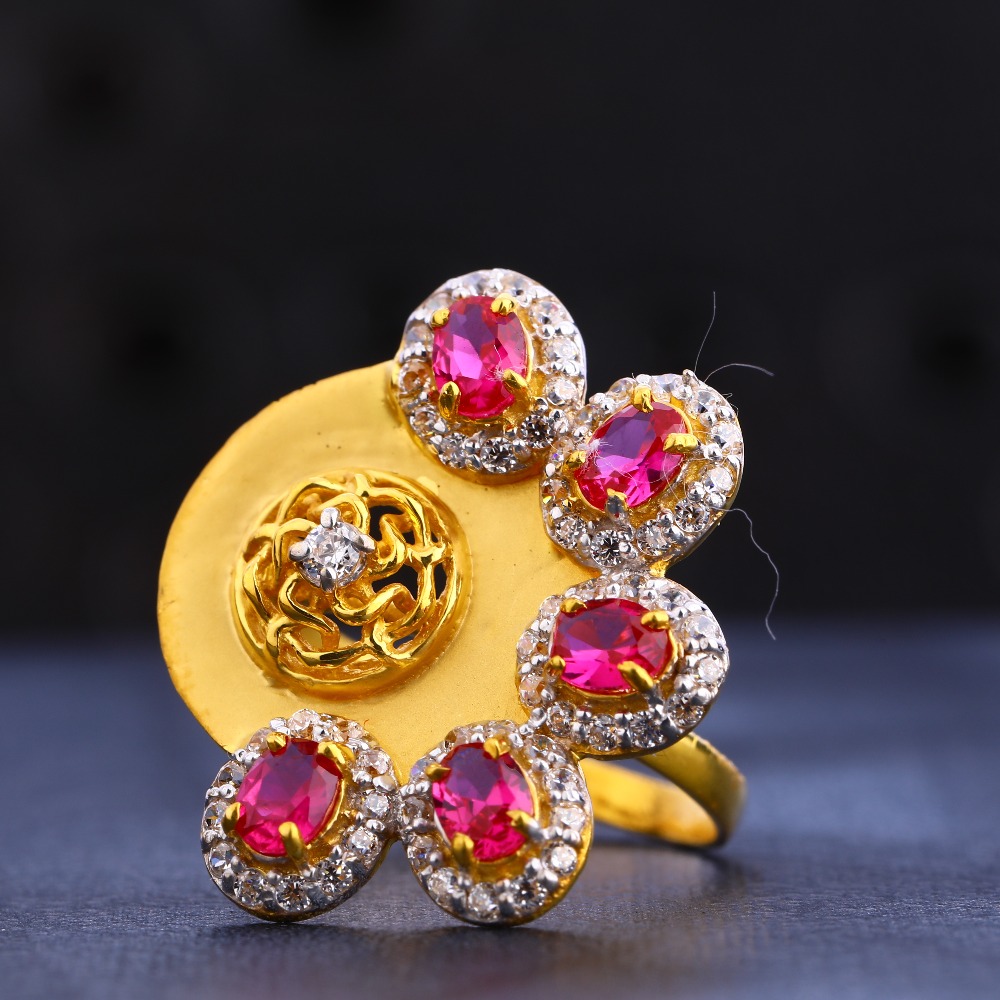 22CT Gold CZ  Stylish Hallmark Women's  Ring LR635