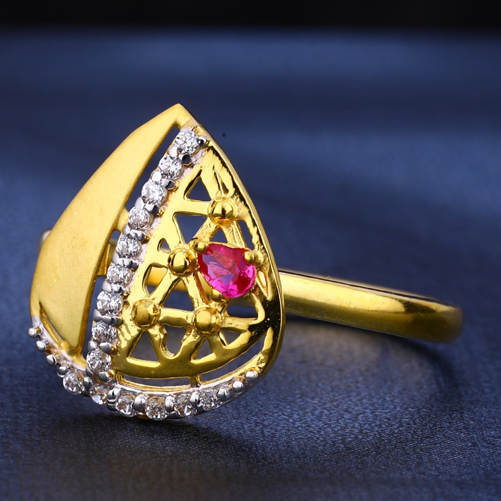 22KT CZ Gold Classic Diamond Women's Ring LR533