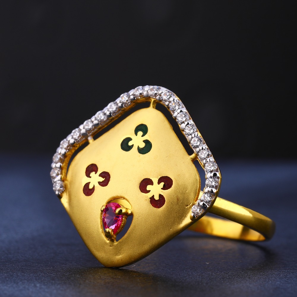 22KT Gold Cz Delicate Women's Ring LR743