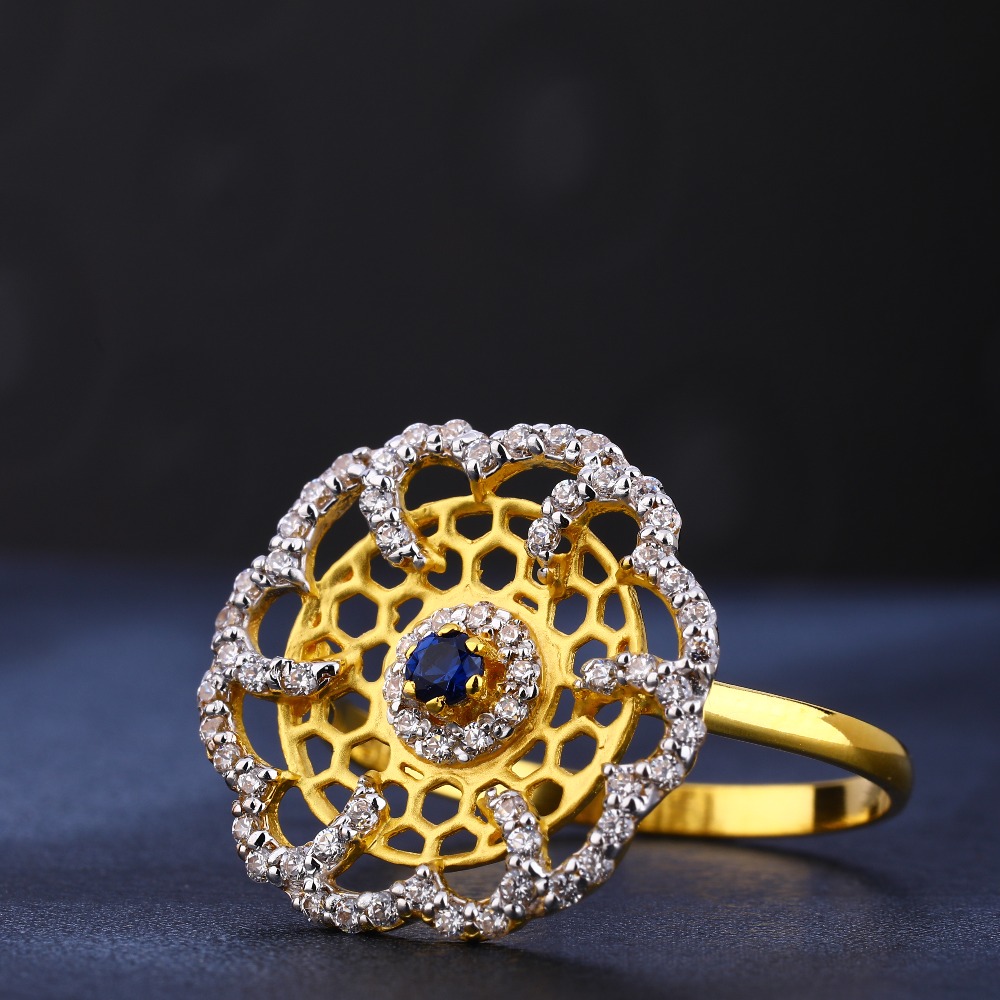 22CT Ladies Classic Gold CZ  Ring LR709