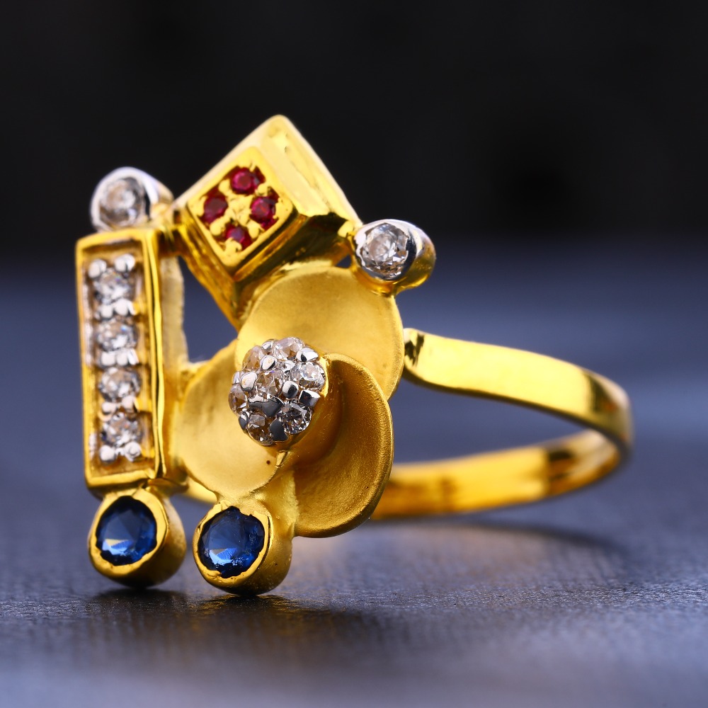 22CT Gold CZ Designer Ladies Ring LR686