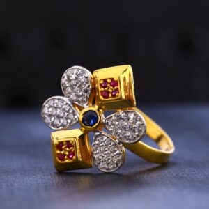 22CT Gold CZ Classic Ladies Ring LR685