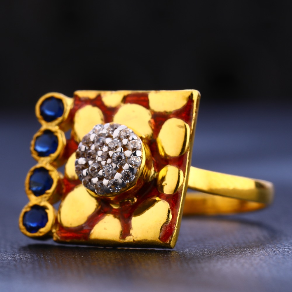 22KT Gold CZ Hallmark Stylish Women's Ring LR683