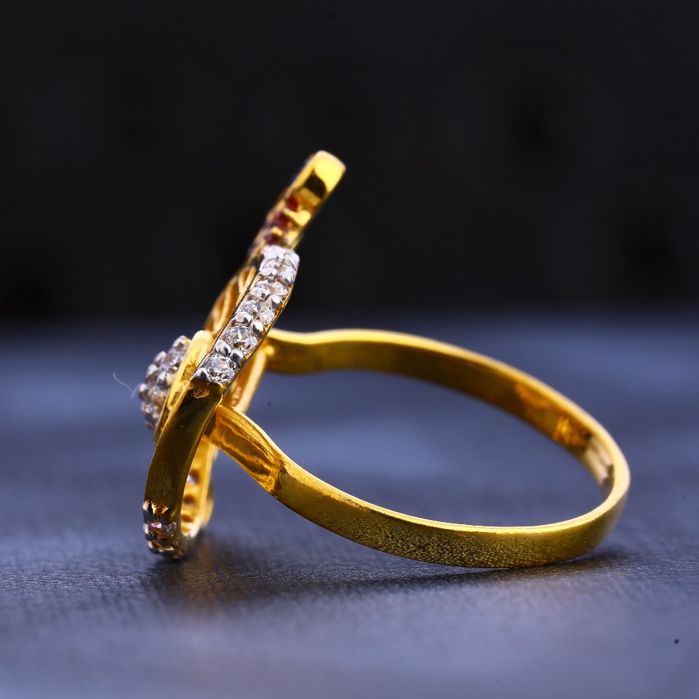 22KT Gold CZ Hallmark Delicate Women's Ring LR679 - Image 2