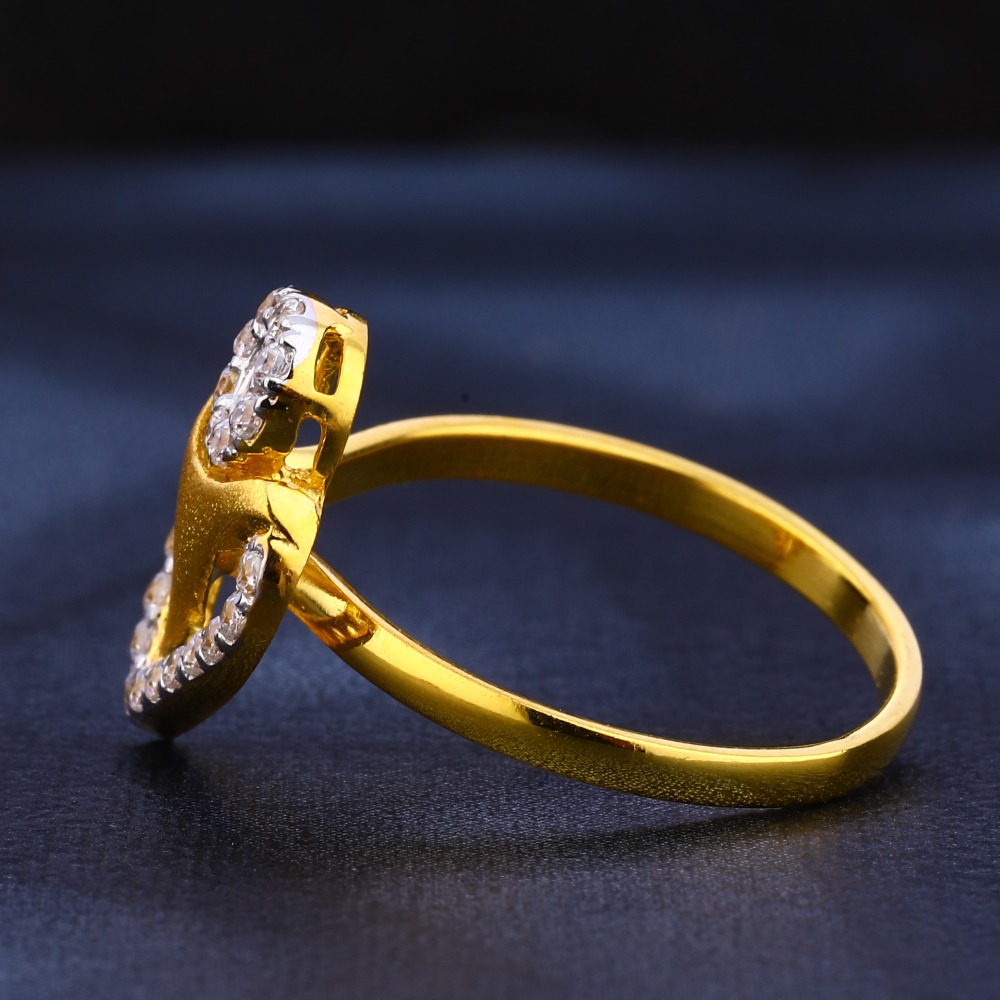 916 Gold CZ Diamond Delicate Women's Ring LR458 - Image 2