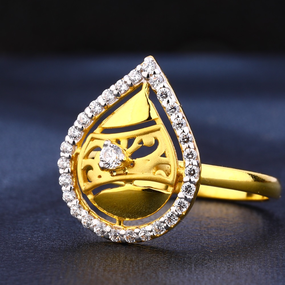 22ct gold cz ladies classic diamond ring lr440