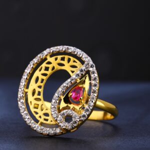 916 cz gold stylish diamond ladies  ring lr783