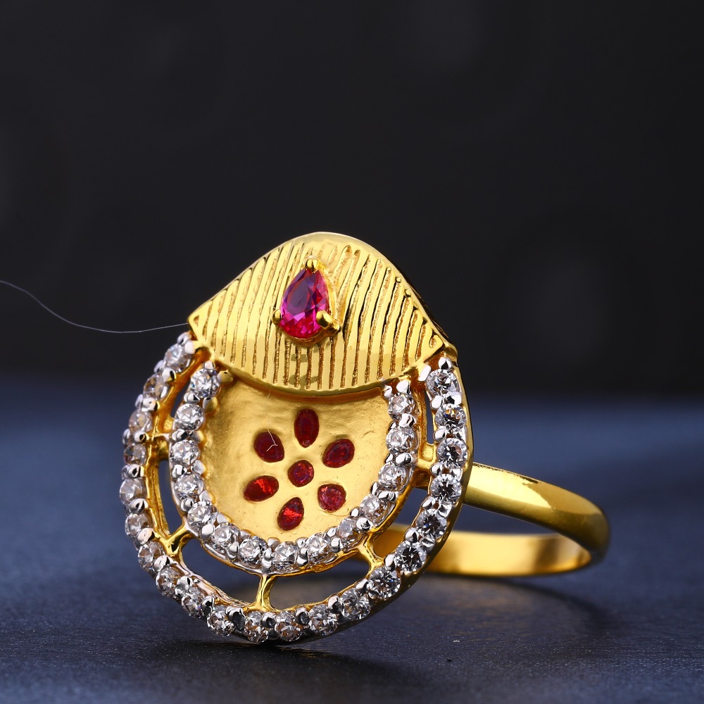 916 cz gold hallmark classic women's ring lr769