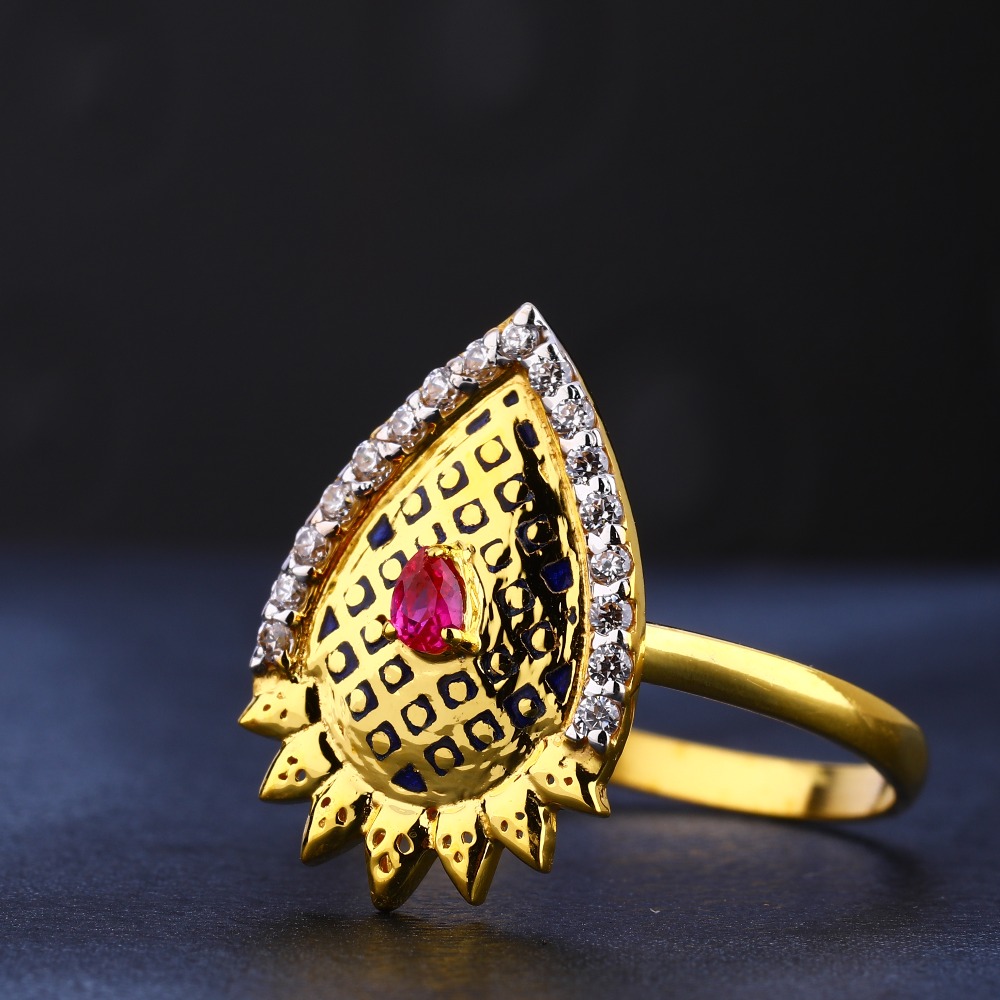 22kt gold women's fancy cz  ring lr750