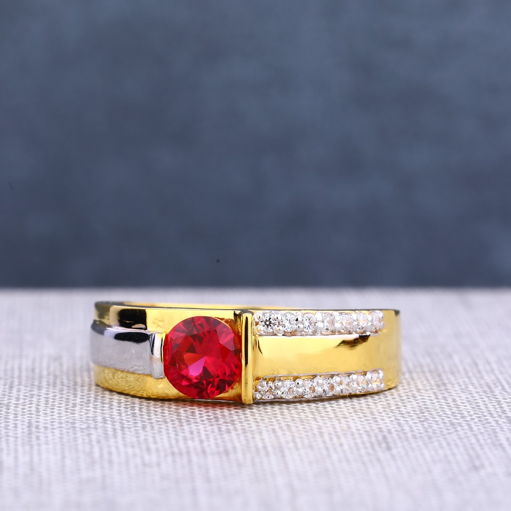 22KT Single Gold  Stylish Men's Stone Ring MSR88