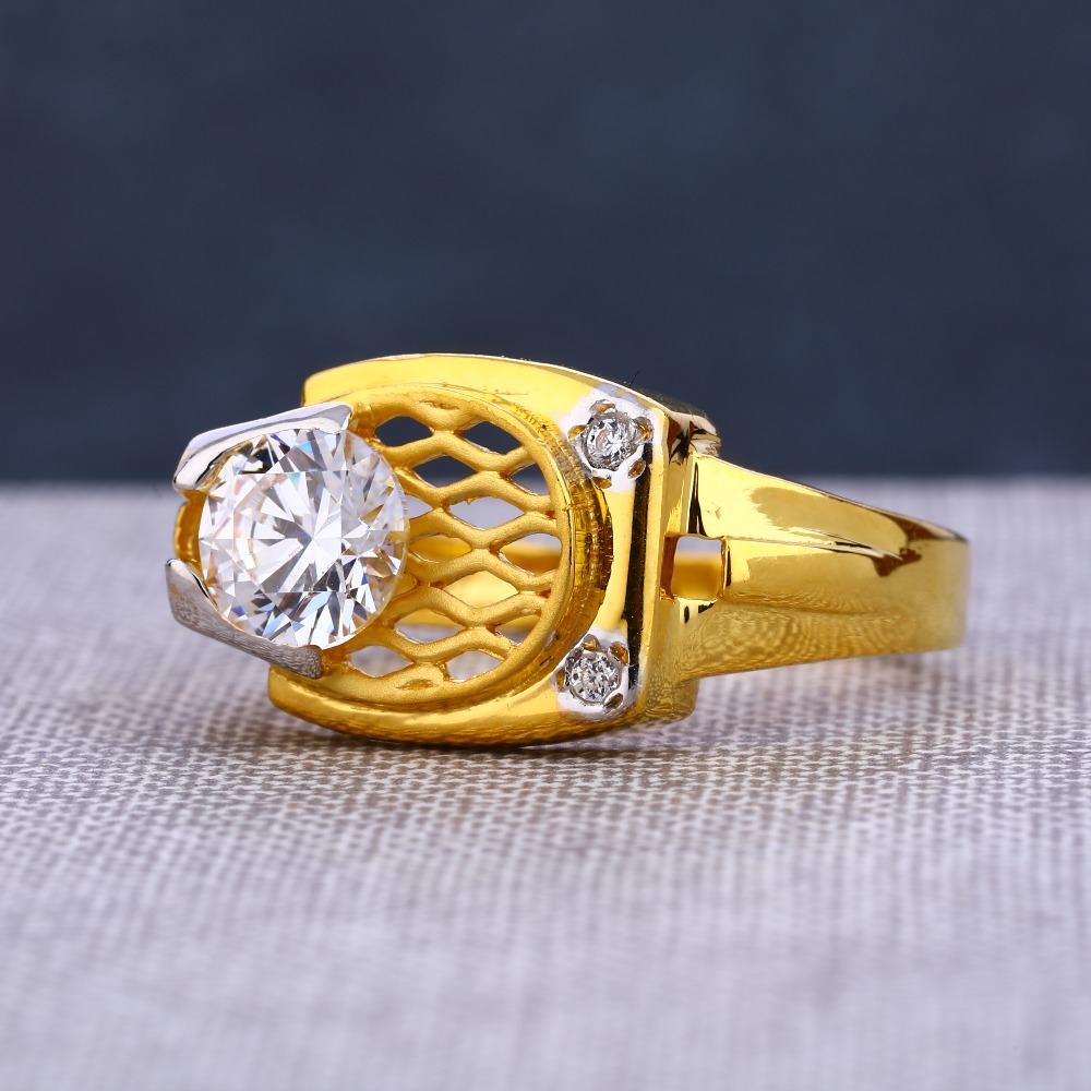 916 Gold Gentlemen's Hallmark Delicate Single Stone Ring MSR91