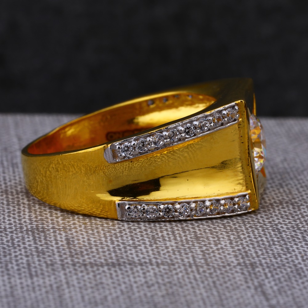 916 Gold Men's Hallmark Single Stone Ring MSR79 - Image 3