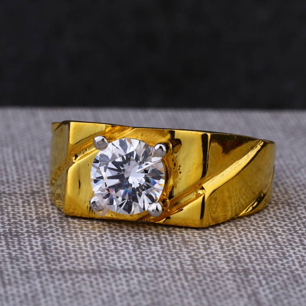 916 Gold Men's Stylish Single Stone Ring MSR78