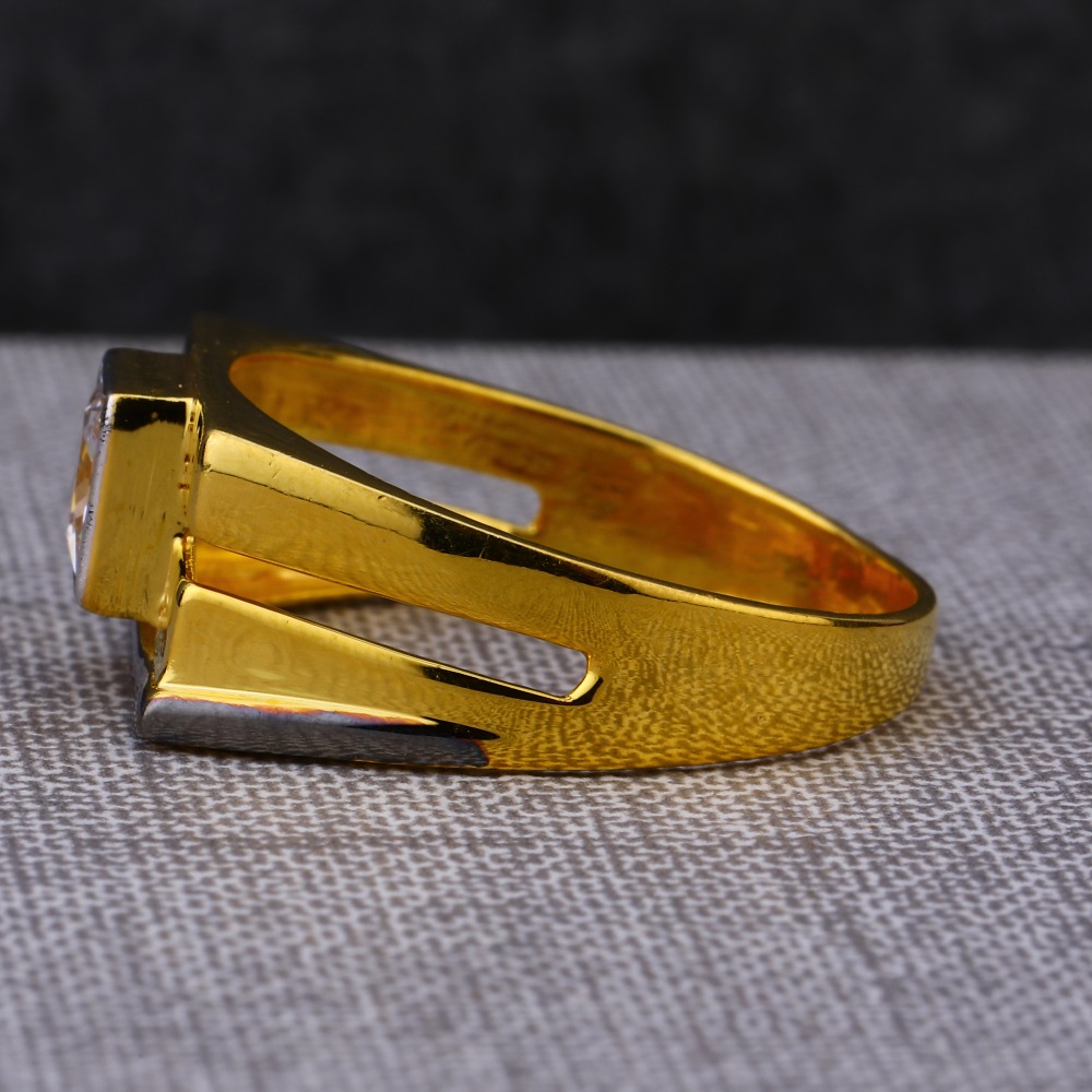 916 Gold Men's Delicate Single Stone Ring MSR74 - Image 2