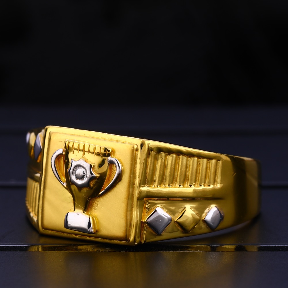 916 Gold Mens Designer Plain Ring MPR162