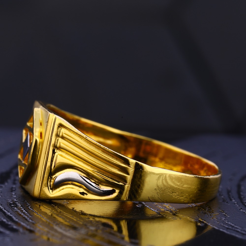 916 Gold Men's Designer Hallmark Plain Ring MR715 - Image 2