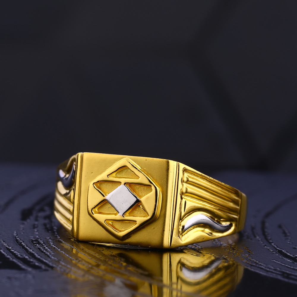 916 Gold Men's Designer Hallmark Plain Ring MR715