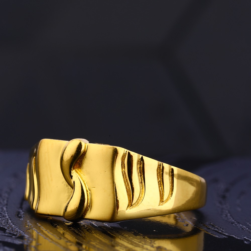 916 Gold Men's Exclusive Plain Ring MR767