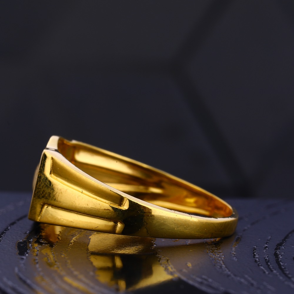 916 Gold Men's Designer Plain Ring MR765 - Image 2