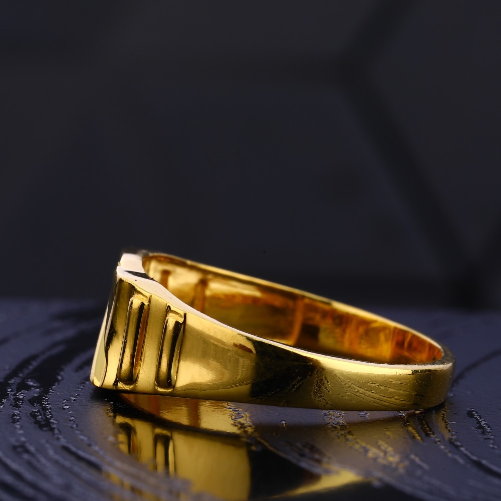 916 Gold Stylish Men's Plain Ring MR723 - Image 2