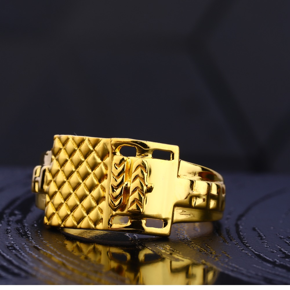916 Gold Designer  Men's Plain Ring MR718