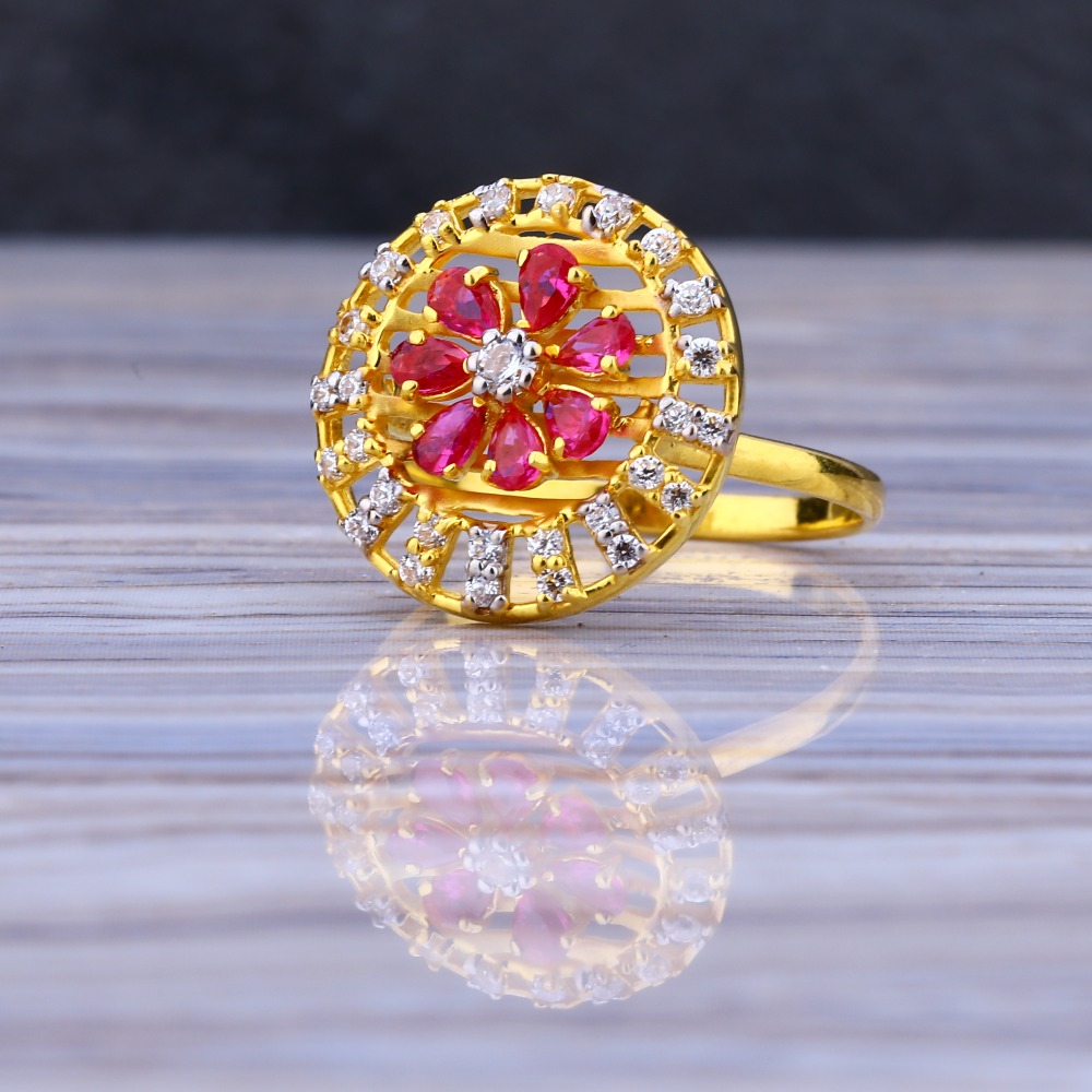 22CT Gold Cz Hallmark Fancy Ladies Long Ring LLR188