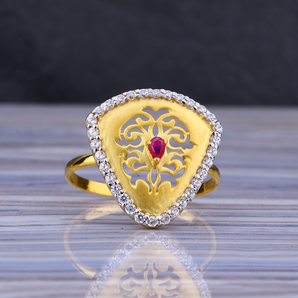 22CT Gold Cz Hallmark Delicate Ladies Long Ring LLR186 - Image 2