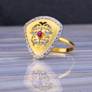 22CT Gold Cz Hallmark Delicate Ladies Long Ring LLR186