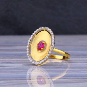 22CT Gold Cz Hallmark Designer Ladies Long Ring LLR185