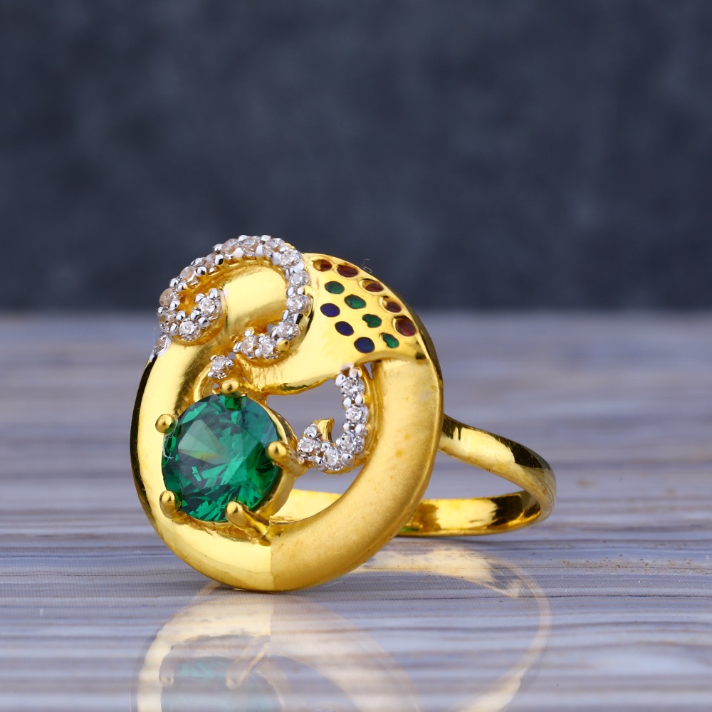 22KT Gold Cz Fancy Hallmark Ladies Long Ring LLR206