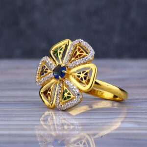 22KT Gold Cz Delicate Hallmark Ladies Long Ring LLR205
