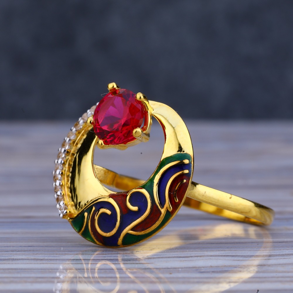 22KT Gold Cz Designer Hallmark Ladies Long Ring LLR203