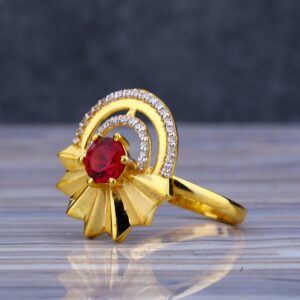 22KT Gold Cz Classic Hallmark Ladies Long Ring LLR202