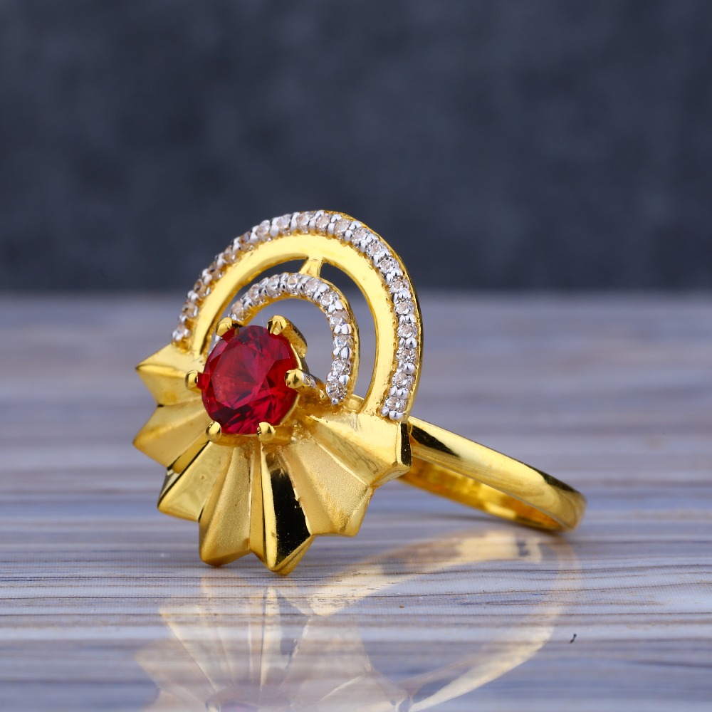22KT Gold Cz Classic Hallmark Ladies Long Ring LLR202