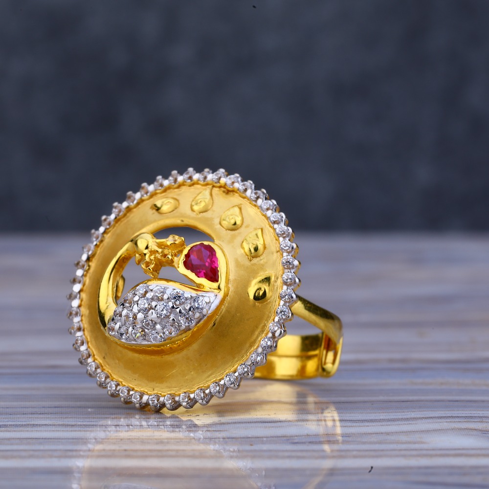 22KT Gold Cz Stylish Color Stone Ladies Long Ring LLR201