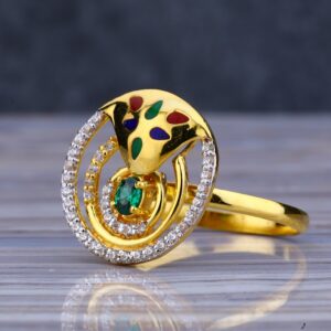22KT Gold Cz Exclusive Color Stone Ladies Long Ring LLR200