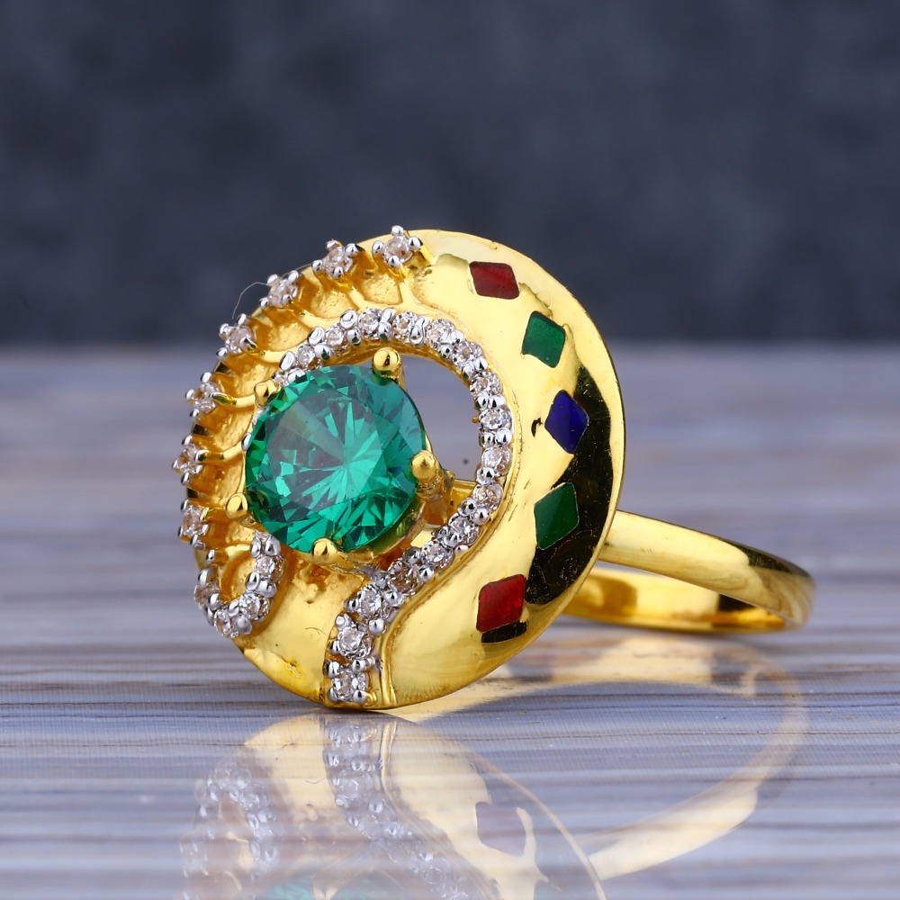 22KT Gold CZ Color Stone Ladies Long Ring LLR196