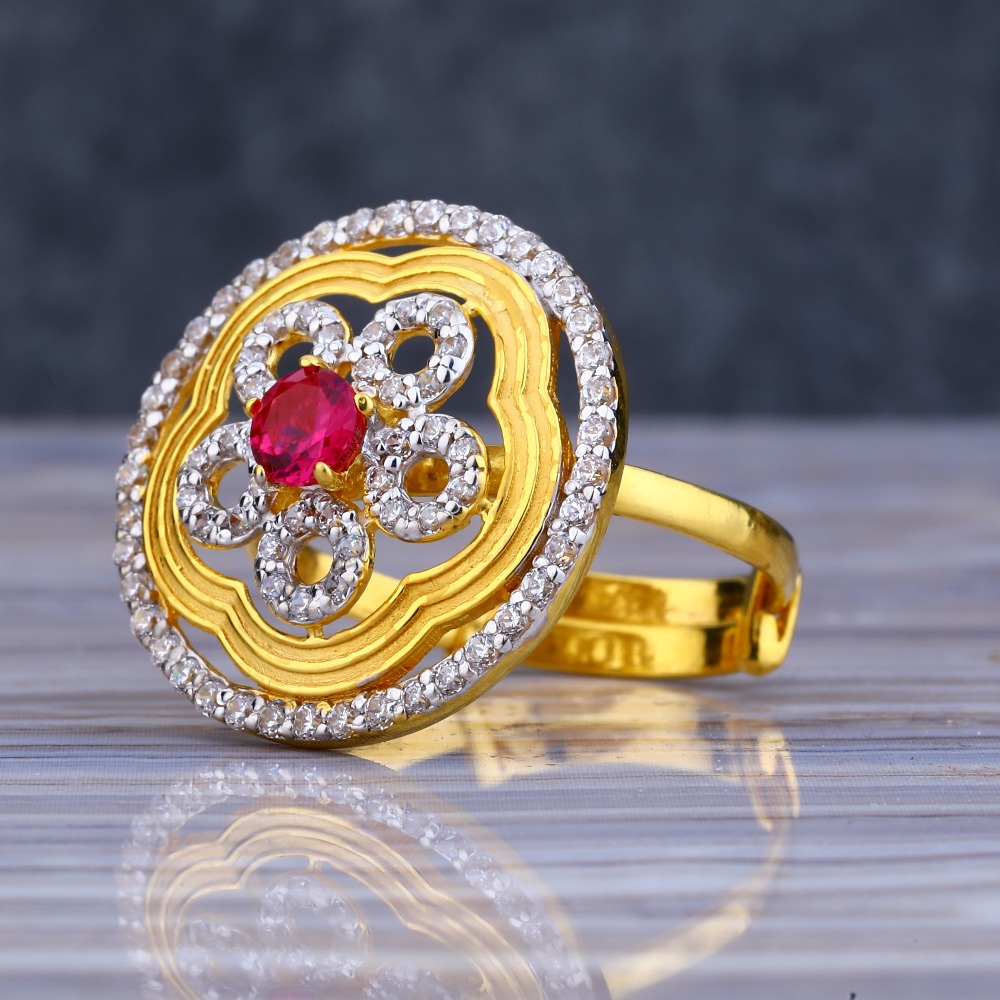 22KT Gold Gemstone Designer Ladies Long Ring LLR190