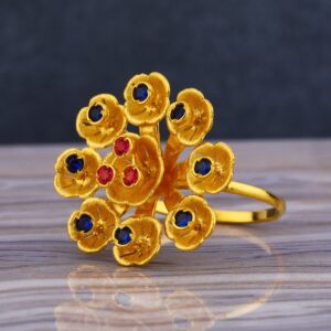 22KT Gold Gemstone Classic Ladies Long Ring LLR253