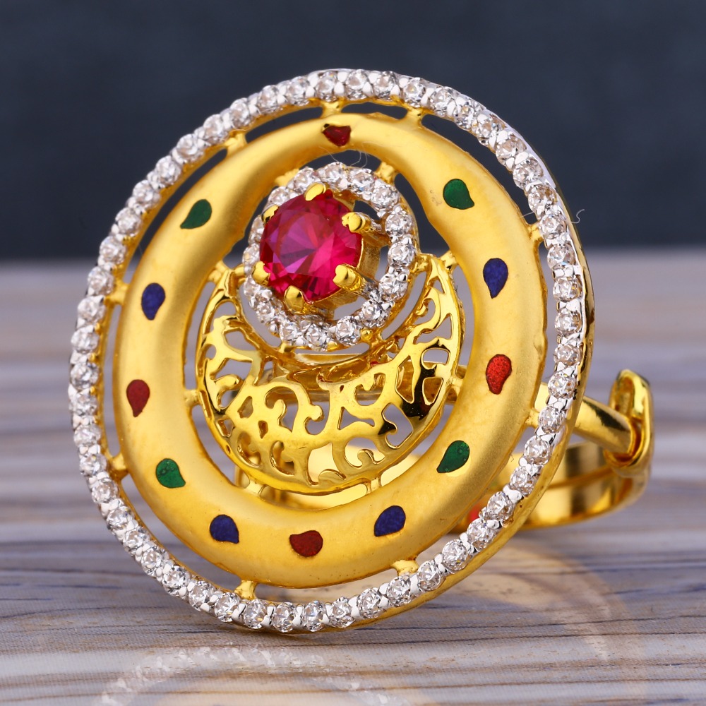 22KT Gold Hallmark Stylish Women's  Long Ring LLR251