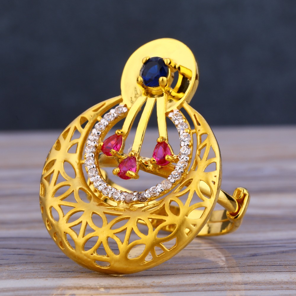 22KT Gold Hallmark Fancy Women's  Long Ring LLR249