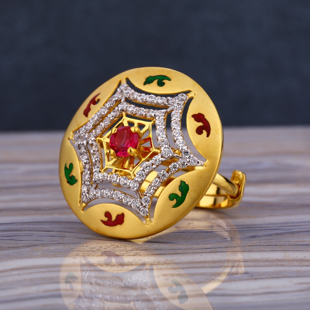 916 Gold CZ Diamond Gorgeous Ladies  Long Ring LLR242
