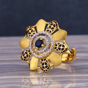 916 Gold CZ Diamond Exclusive Ladies  Long Ring LLR240