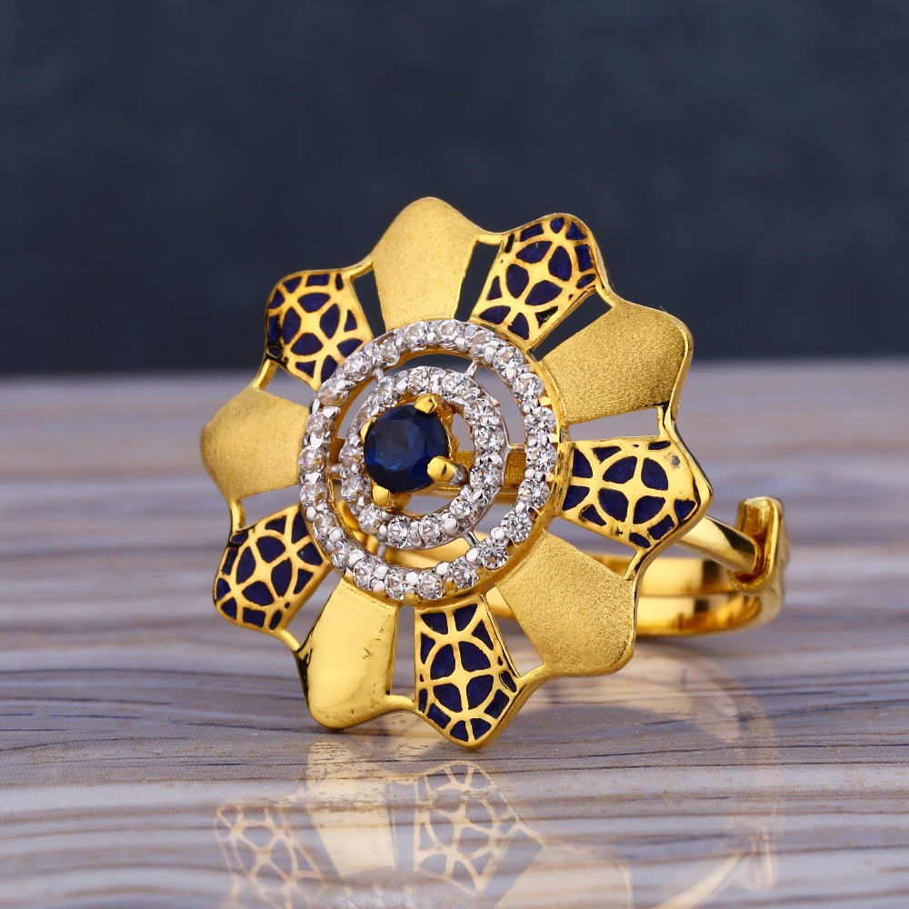 916 Gold CZ Diamond Exclusive Ladies  Long Ring LLR240