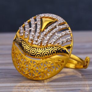 916 Gold CZ Diamond Delicate Ladies  Long Ring LLR238