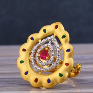 916 Gold CZ Diamond Designer Ladies  Long Ring LLR239