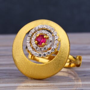 916 Gold CZ Diamond Classic Ladies  Long Ring LLR237
