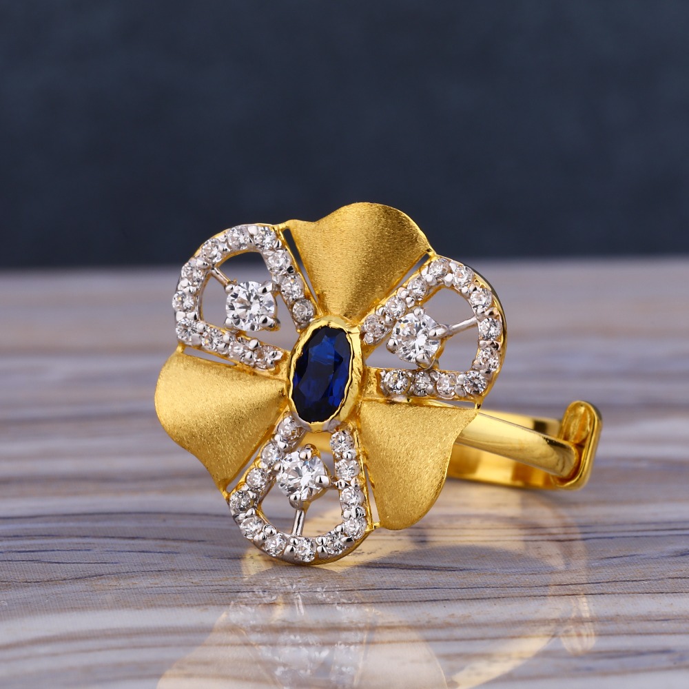 916 Gold Ladies Hallmark Stylish Long Ring LLR235