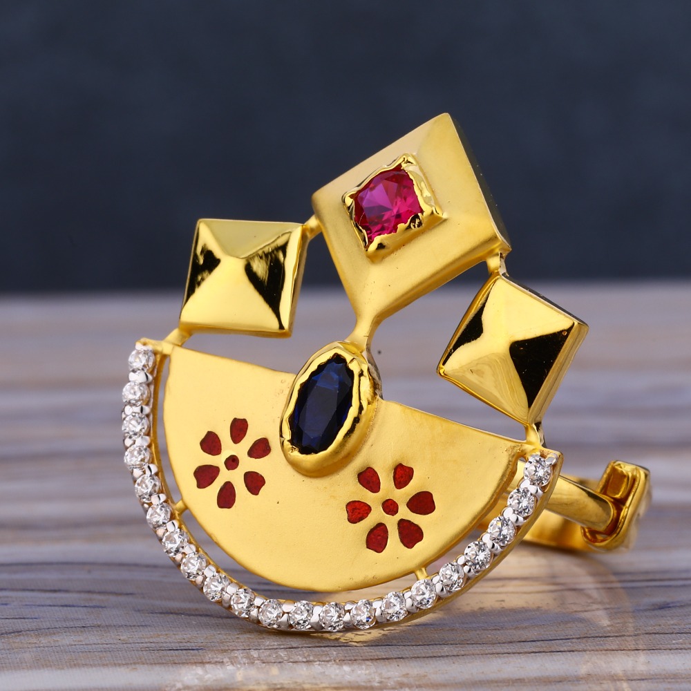 916 Gold Ladies Hallmark Fancy Long Ring LLR233